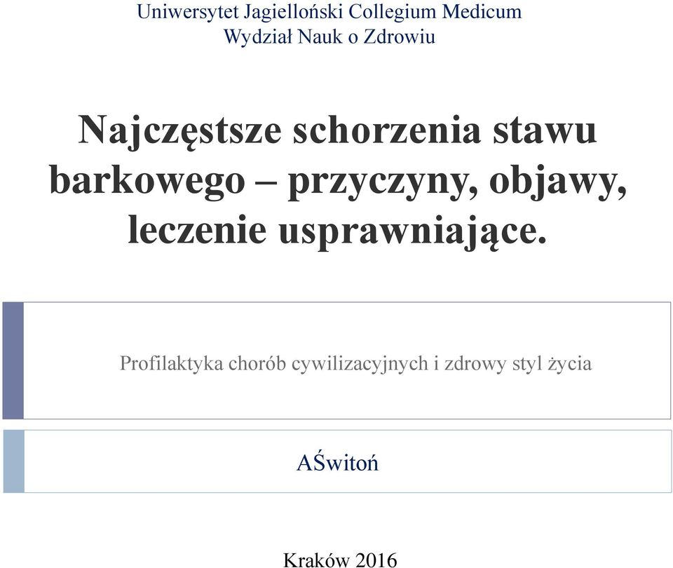 przyczyny, objawy, leczenie usprawniające.