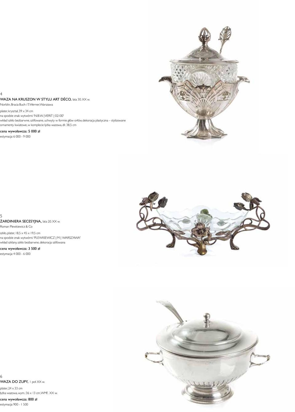 Roman Plewkiewicz & Co szkło, plater, 18,5 x 45 x 19,5 cm na spodzie znak wytwórni: 'PLEWKIEWICZ M WARSZAWA' wkład szklany, szkło bezbarwne, dekoracja szlifowana cena wywoławcza: 3 500 zł