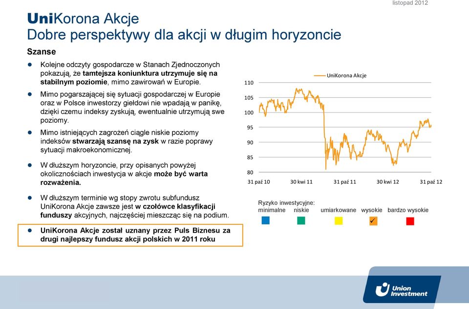 Mimo istniejących zagrożeń ciągle niskie poziomy indeksów stwarzają szansę na zysk w razie poprawy sytuacji makroekonomicznej.