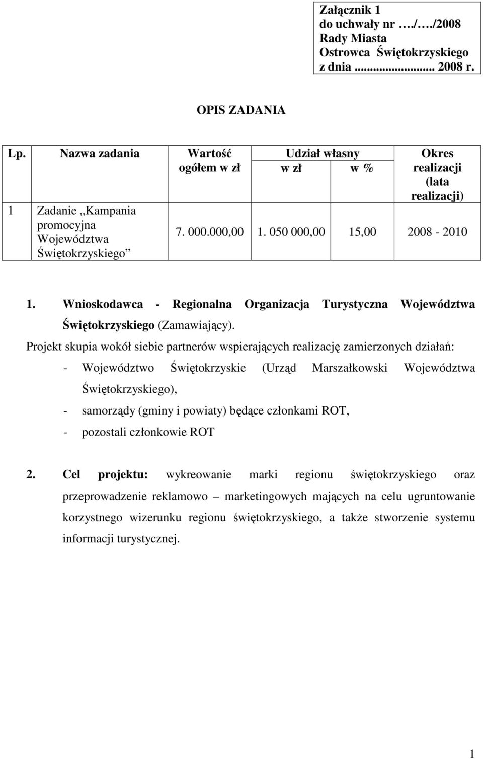 Wnioskodawca - Regionalna Organizacja Turystyczna Województwa Świętokrzyskiego (Zamawiający).