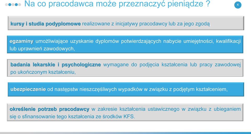 nabycie umiejętności, kwalifikacji lub uprawnień zawodowych, badania lekarskie i psychologiczne wymagane do podjęcia kształcenia lub pracy