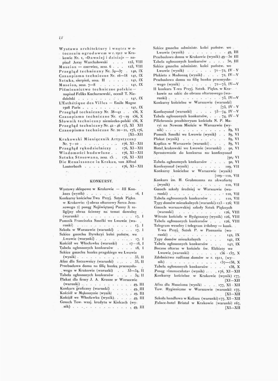 7 8 141, IX Piśmiennictwo techniczne polskie napisał Feliks Kucharzewski, ocenił T. Niedzielski... 141, IX L'Esthetique des Villes Emile Magne 1908 Paris. 141, IX Przegląd techniczny. Nr. 38 41.. 1.56, X Czasopismo techniczne Ni".