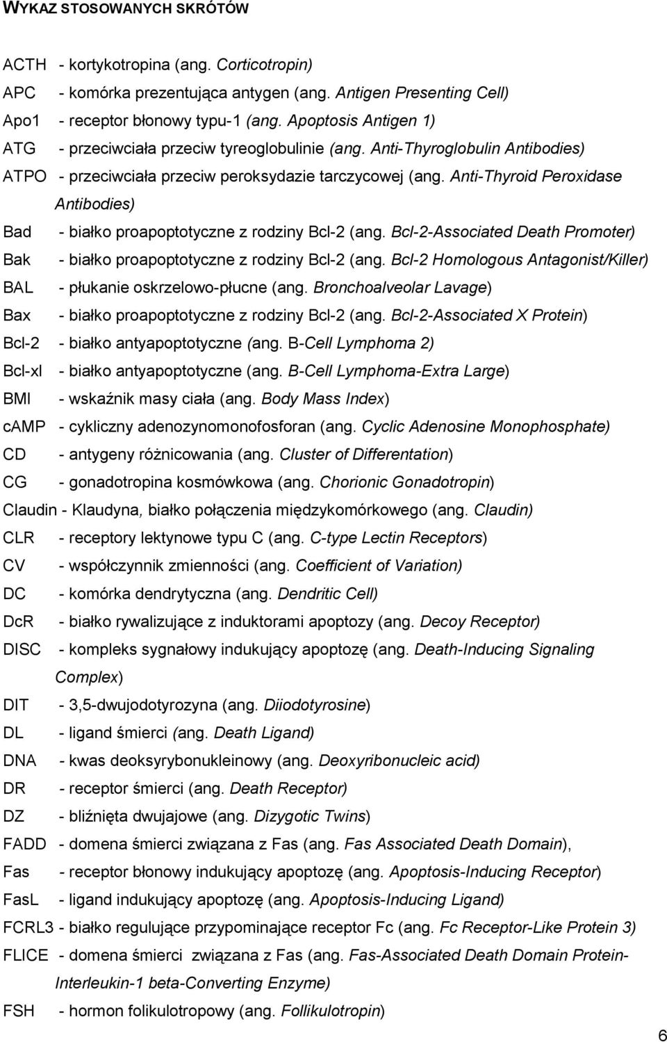 Anti-Thyroid Peroxidase Antibodies) Bad - białko proapoptotyczne z rodziny Bcl-2 (ang. Bcl-2-Associated Death Promoter) Bak - białko proapoptotyczne z rodziny Bcl-2 (ang.