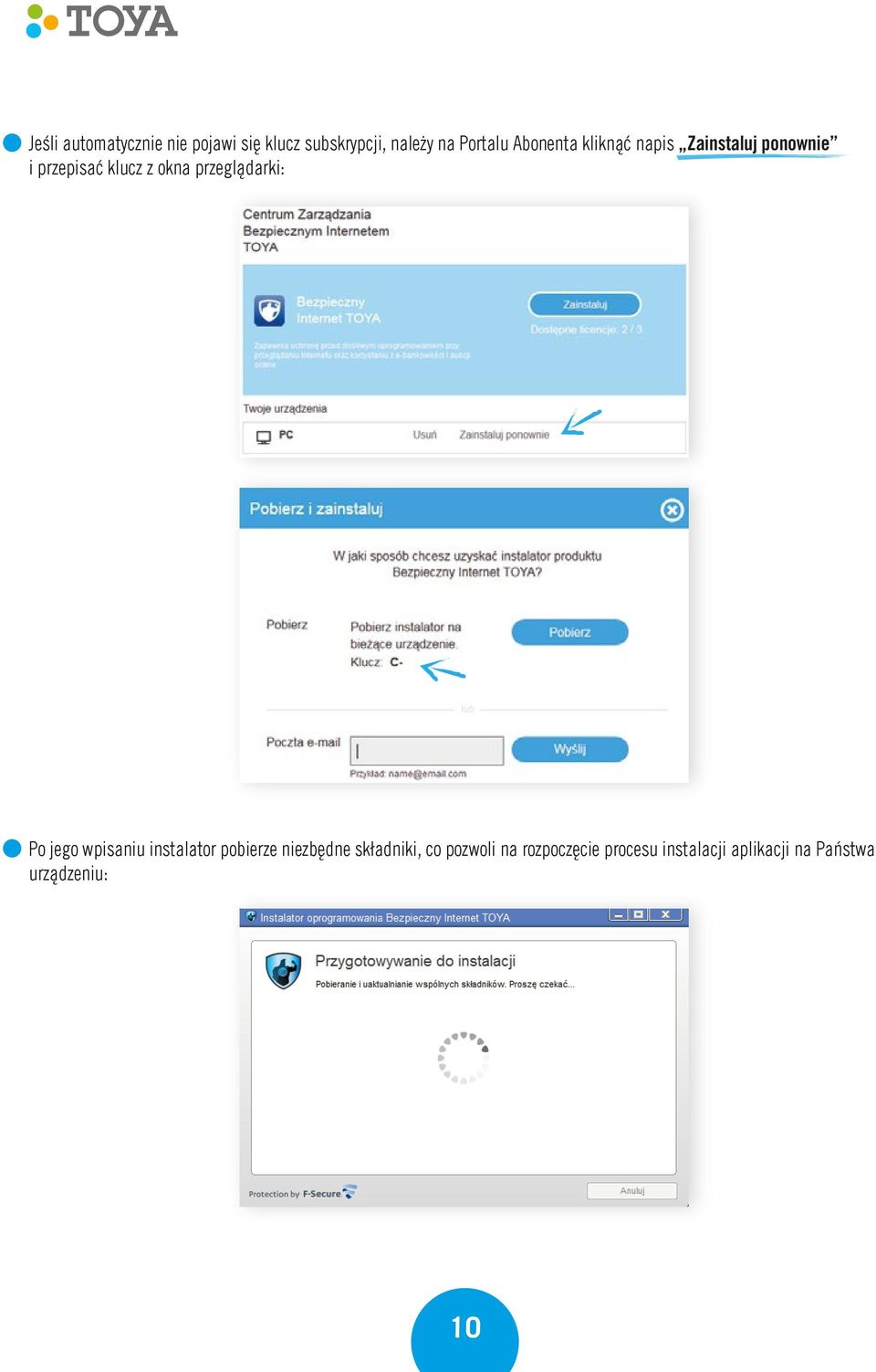 przeglądarki: Po jego wpisaniu instalator pobierze niezbędne składniki,