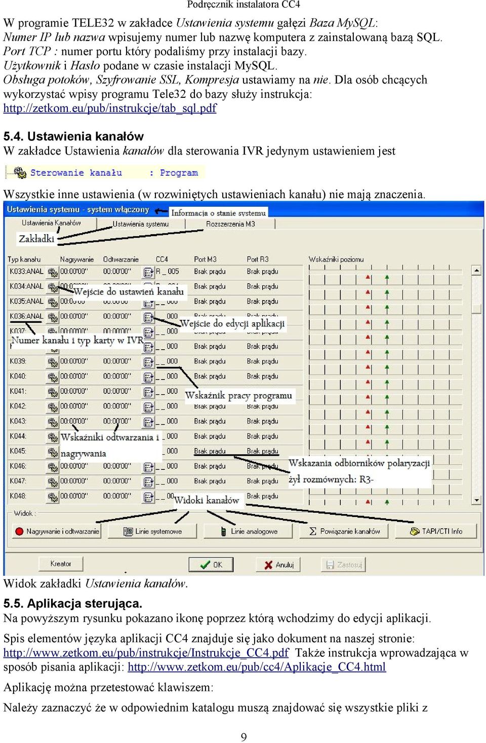 Dla osób chcących wykorzystać wpisy programu Tele32 do bazy służy instrukcja: http://zetkom.eu/pub/instrukcje/tab_sql.pdf 5.4.