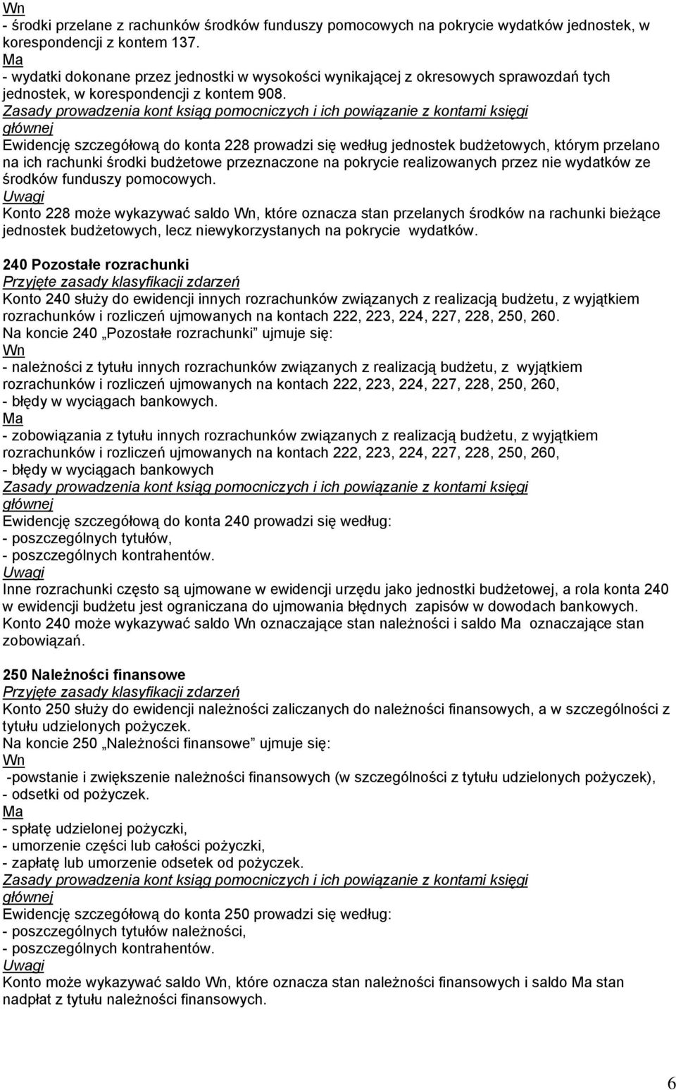 Ewidencję szczegółową do konta 228 prowadzi się według jednostek budżetowych, którym przelano na ich rachunki środki budżetowe przeznaczone na pokrycie realizowanych przez nie wydatków ze środków