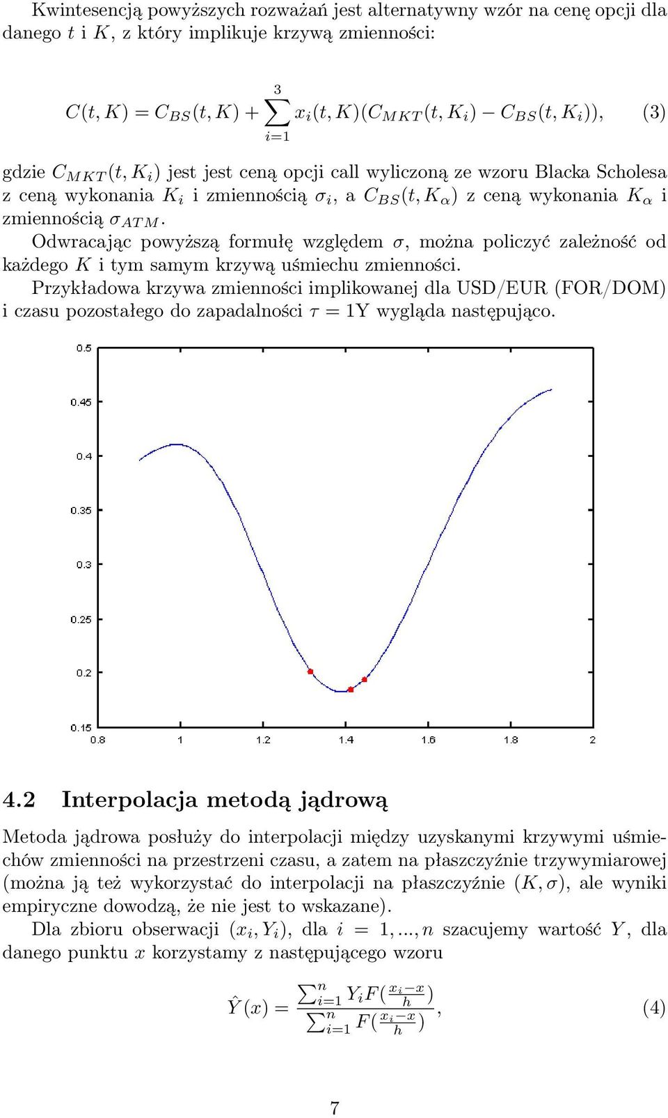 Odwracając powyższą formułę względem σ, można policzyć zależność od każdego K i tym samym krzywą uśmiechu zmienności.