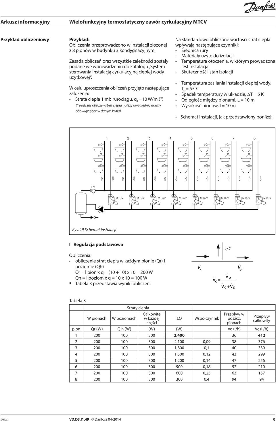 W celu uproszczenia obliczeń przyjęto następujące założenia: Strata ciepła 1 mb rurociągu, q 1 =10 W/m (*) (* podczas obliczeń strat ciepła należy uwzględnić normy obowiązujące w danym kraju).