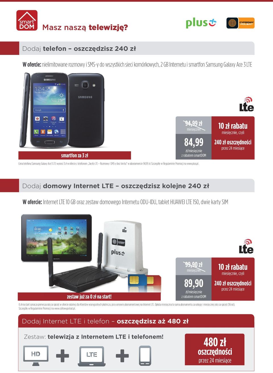 czyli zł/ wzprogramie rabatem smartdom smartdom Cena telefonu Samsung Galaxy Ace 3 LTE wynosi 3 zł w ofercie z telefonem Taryfy LTE Rozmowy i SMS-y bez limitu w abonamencie 94,99 zł.