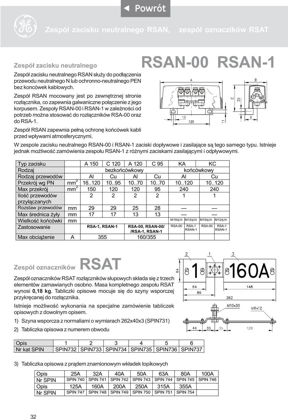 Zespo³y RSAN-00 i RSAN-1 w zale noœci od potrzeb mo na stosowaæ do roz³¹czników RSA-00 oraz do RSA-1. Zespó³ RSAN zapewnia pe³n¹ ochronê koñcówek kabli przed wp³ywami atmosferycznymi.