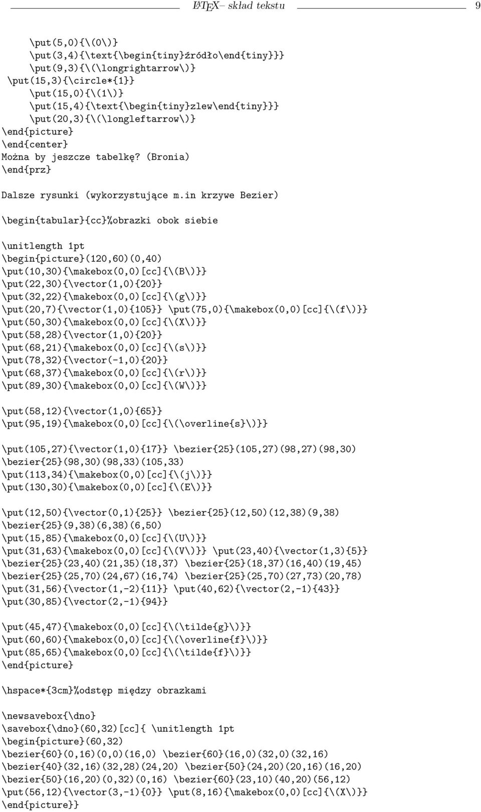 in krzywe Bezier) \begin{tabular}{cc}%obrazki obok siebie \unitlength 1pt \begin{picture}(120,60)(0,40) \put(10,30){\makebox(0,0)[cc]{\(b\)}} \put(22,30){\vector(1,0){20}}