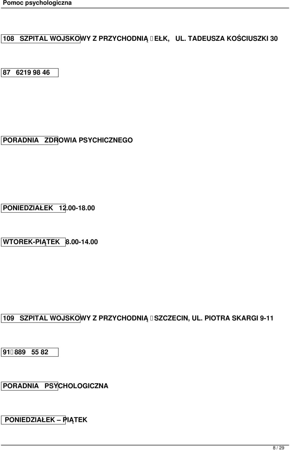 00 WTOREK-PIĄTEK 8.00-14.