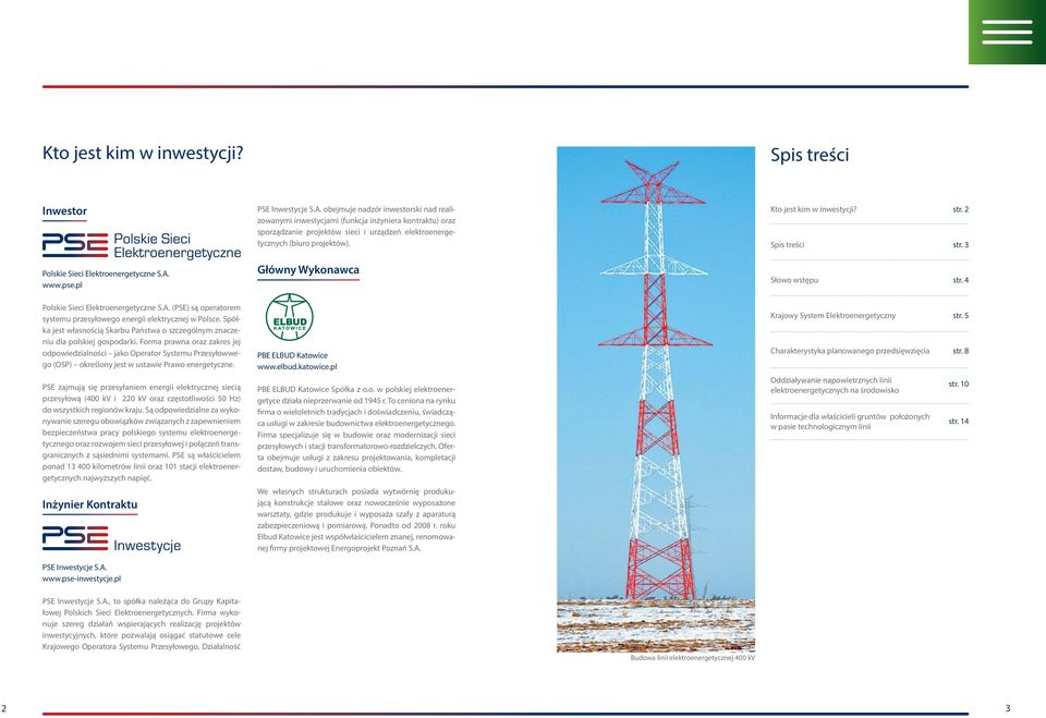 obejmuje nadzór inwestorski nad realizowanymi inwestycjami (funkcja inżyniera kontraktu) oraz sporządzanie projektów sieci i urządzeń elektroenergetycznych (biuro projektów).