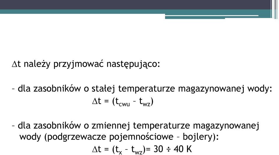 zasobników o zmiennej temperaturze magazynowanej wody