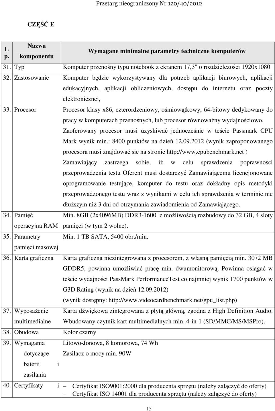 Procesor Procesor klasy x86, czterordzeniowy, ośmiowątkowy, 64-bitowy dedykowany do 34. Pamięć operacyjna RAM 35.