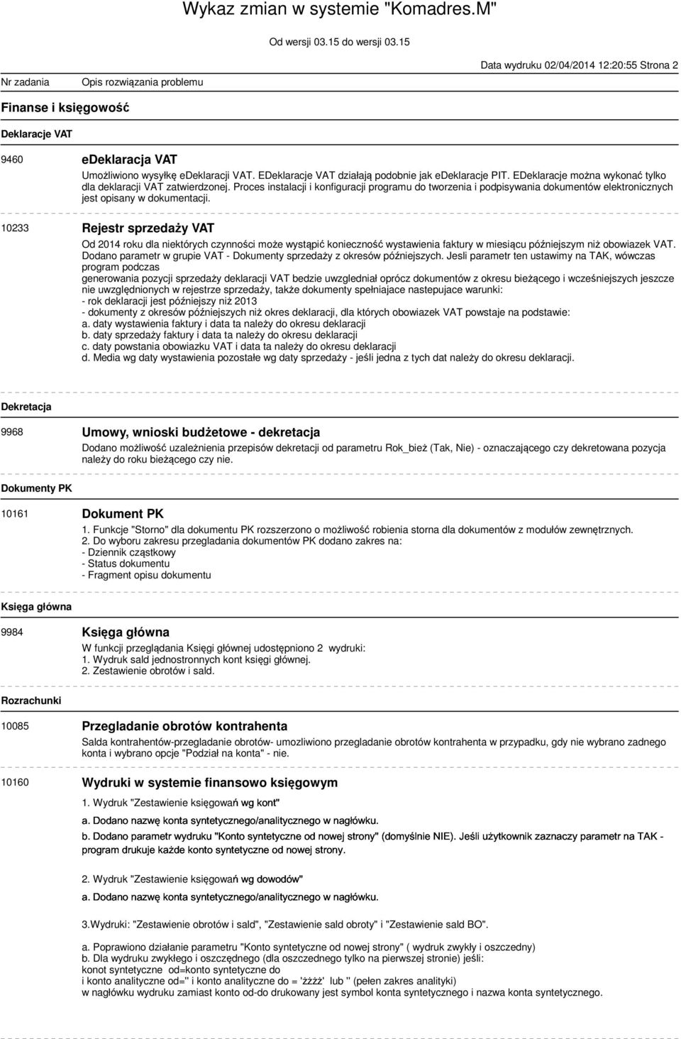 10233 Rejestr sprzedaży VAT Od 2014 roku dla niektórych czynności może wystąpić konieczność wystawienia faktury w miesiącu późniejszym niż obowiazek VAT.