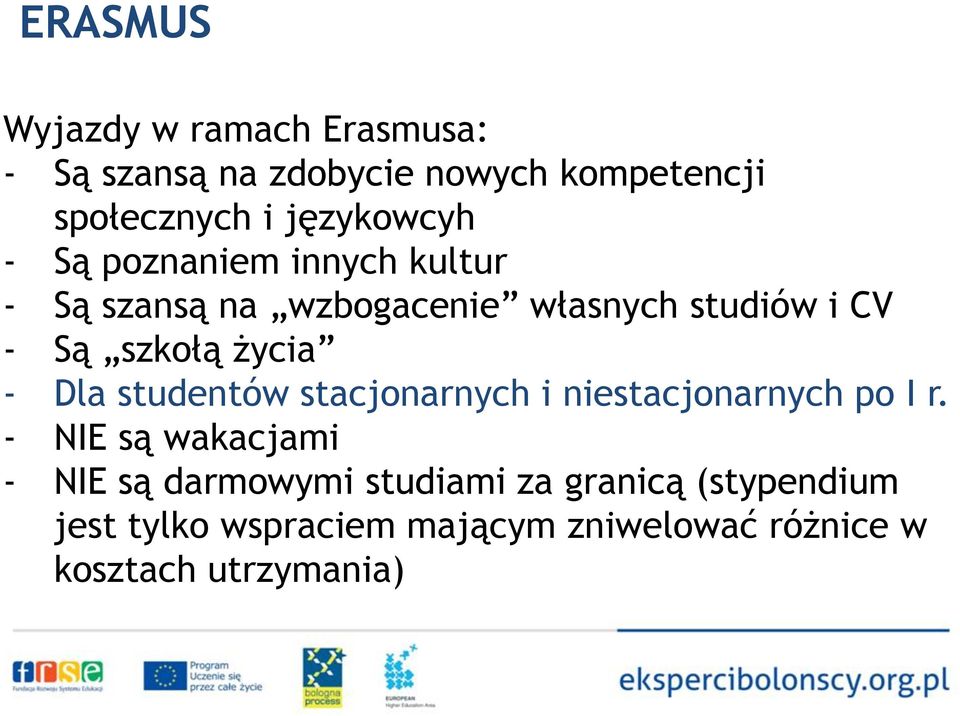 szkołą życia - Dla studentów stacjonarnych i niestacjonarnych po I r.