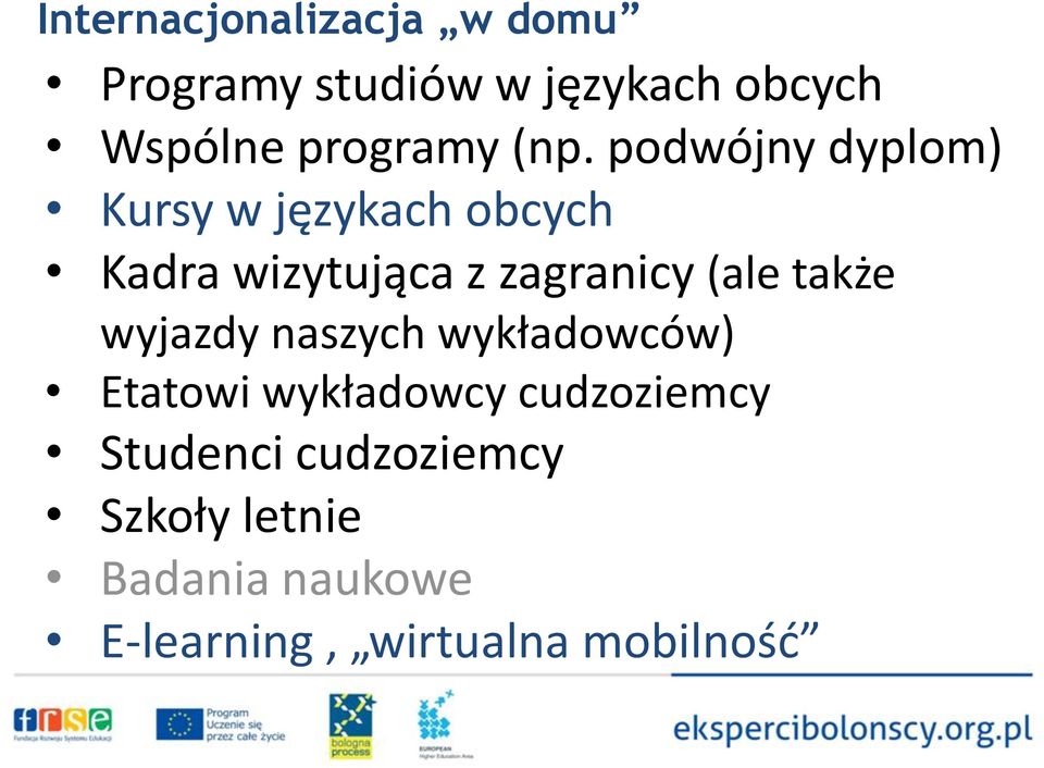 podwójny dyplom) Kursy w językach obcych Kadra wizytująca z zagranicy (ale