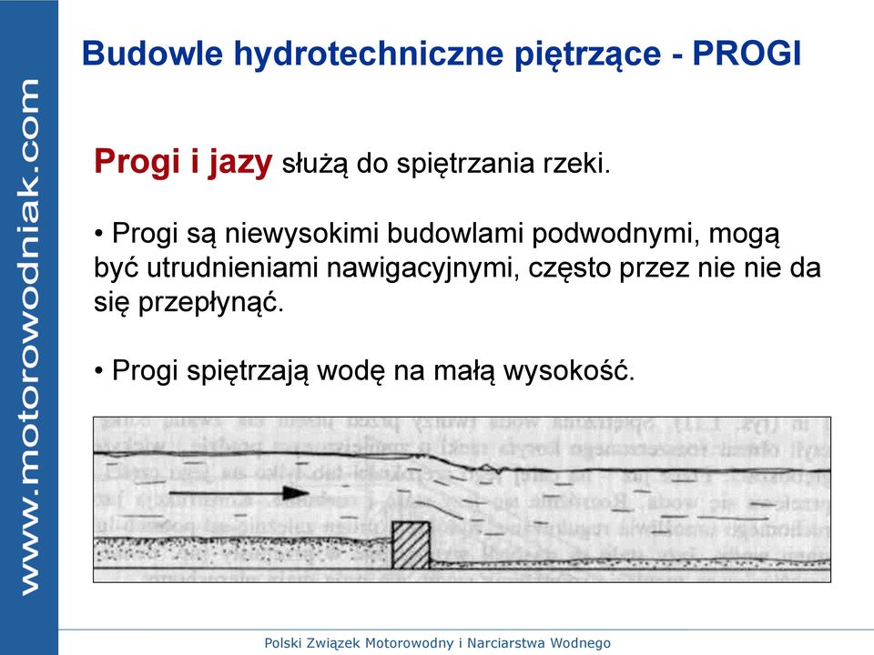 Progi są niewysokimi budowlami podwodnymi, mogą być