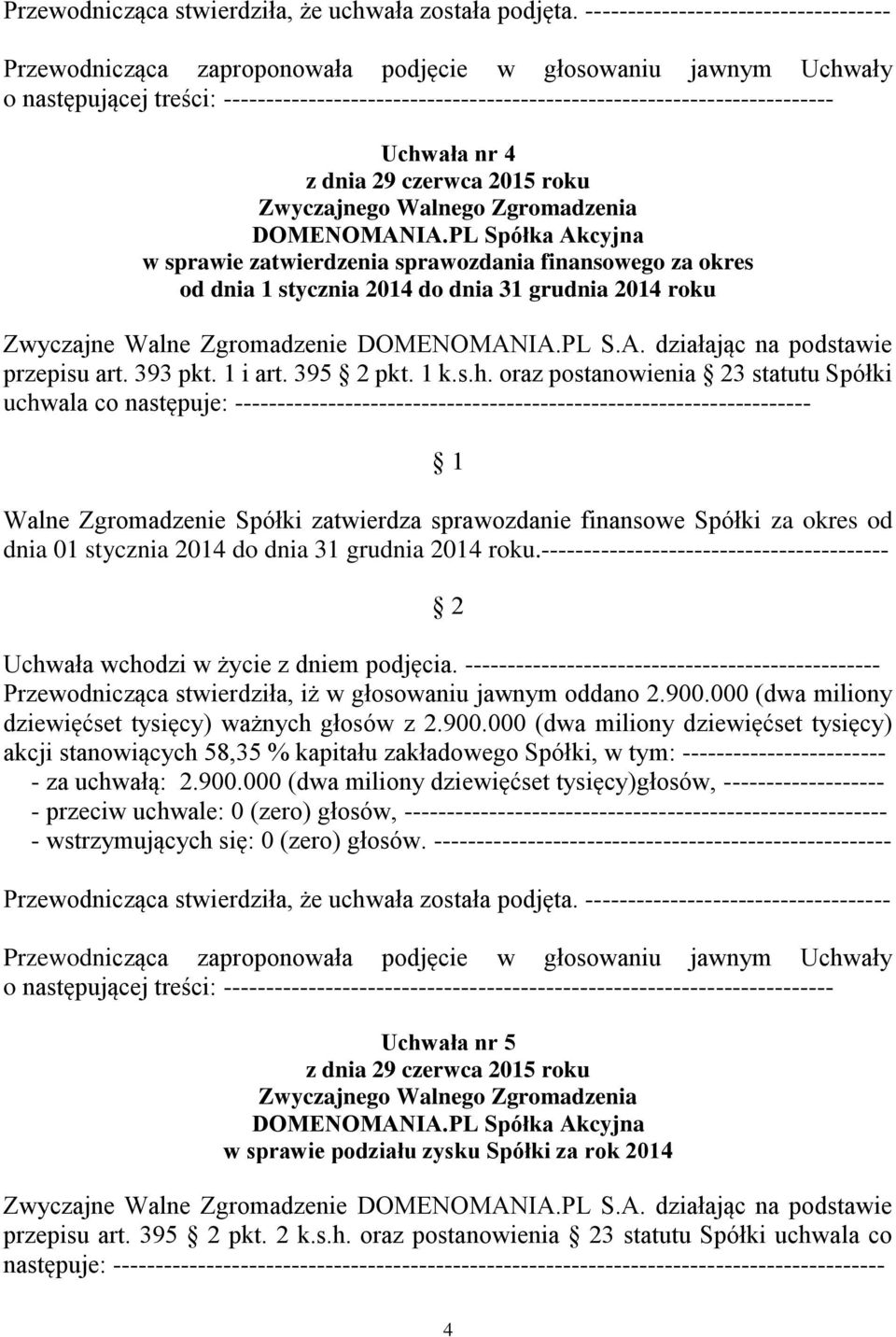 oraz postanowienia 3 statutu Spółki uchwala co następuje: -------------------------------------------------------------------- Walne Zgromadzenie Spółki zatwierdza sprawozdanie finansowe Spółki za