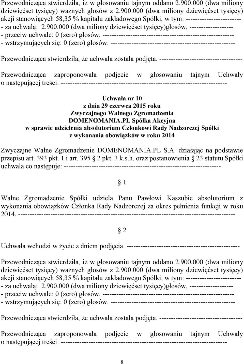 przepisu art. 393 pkt. 1 i art. 395 pkt. 3 k.s.h.