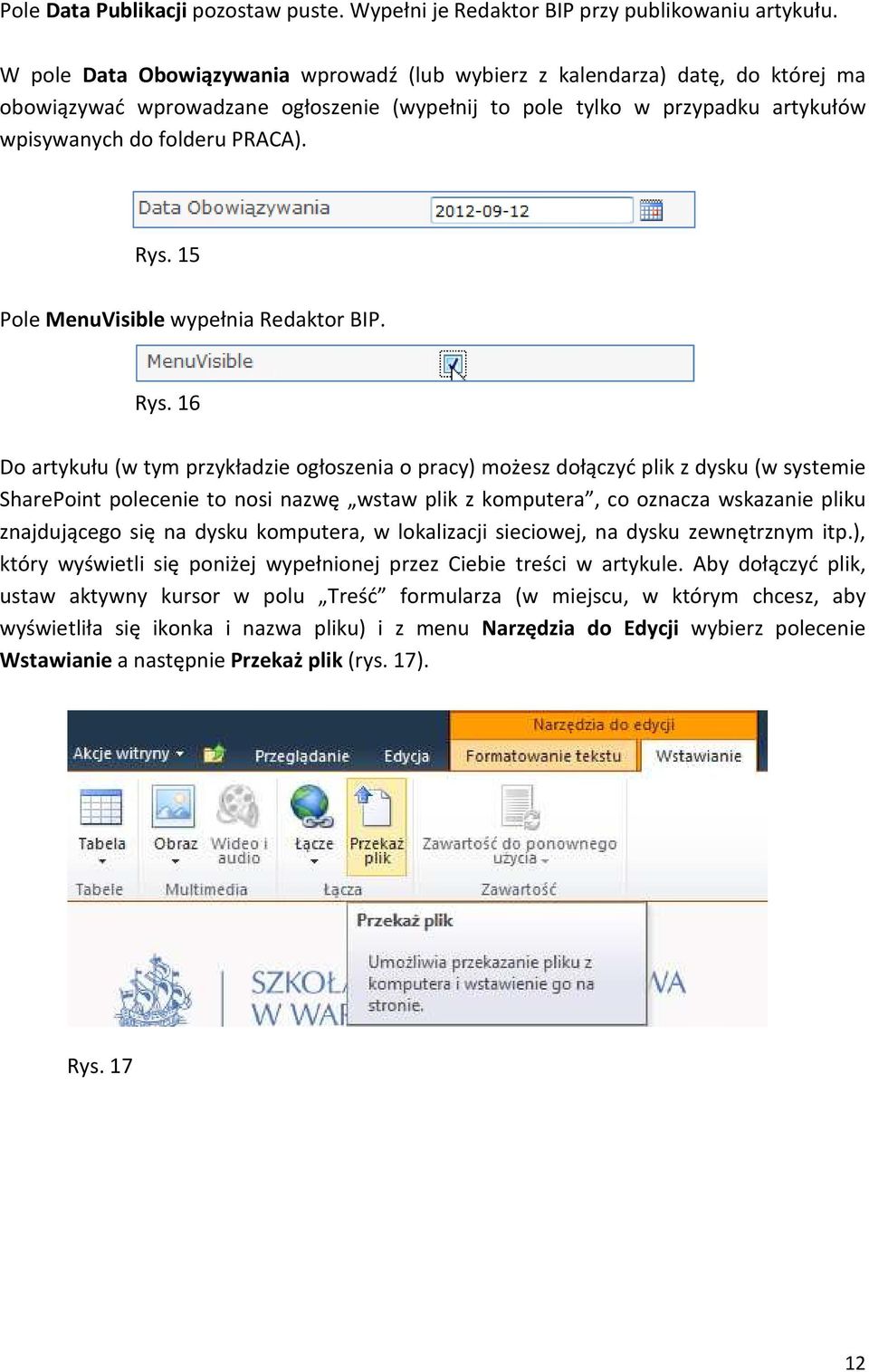 15 Pole MenuVisible wypełnia Redaktor BIP. Rys.