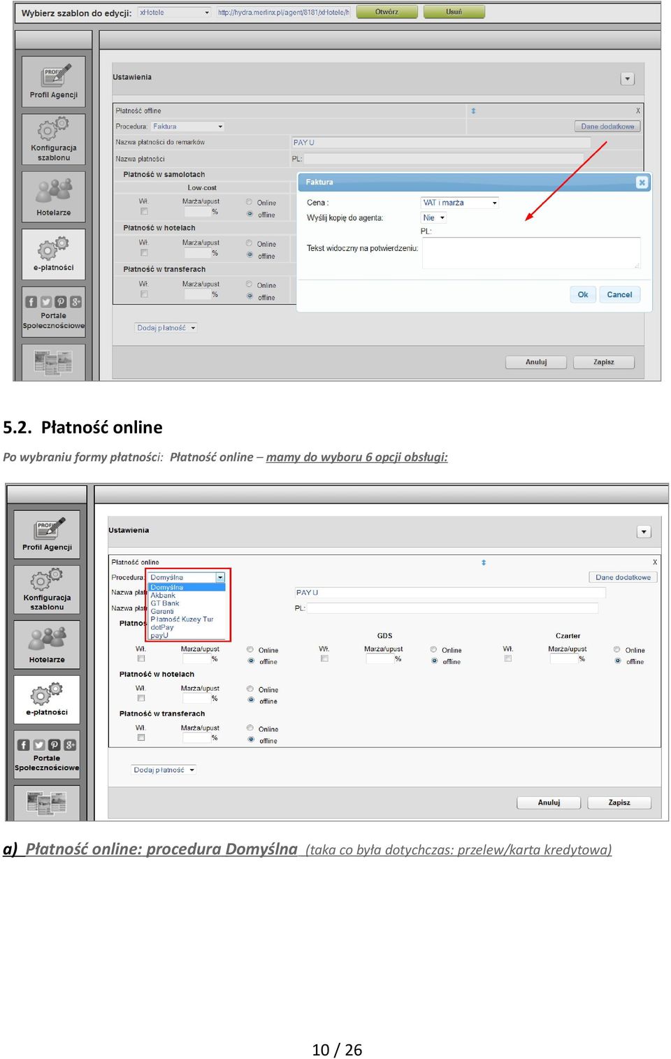 opcji obsługi: a) Płatność online: procedura