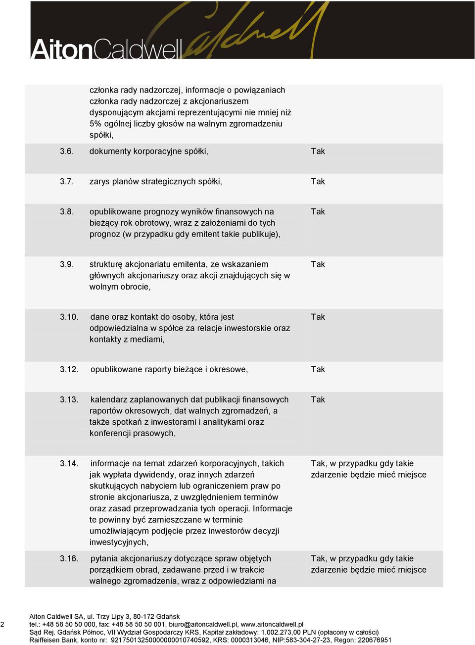 opublikowane prognozy wyników finansowych na bieżący rok obrotowy, wraz z założeniami do tych prognoz (w przypadku gdy emitent takie publikuje), 3.9.