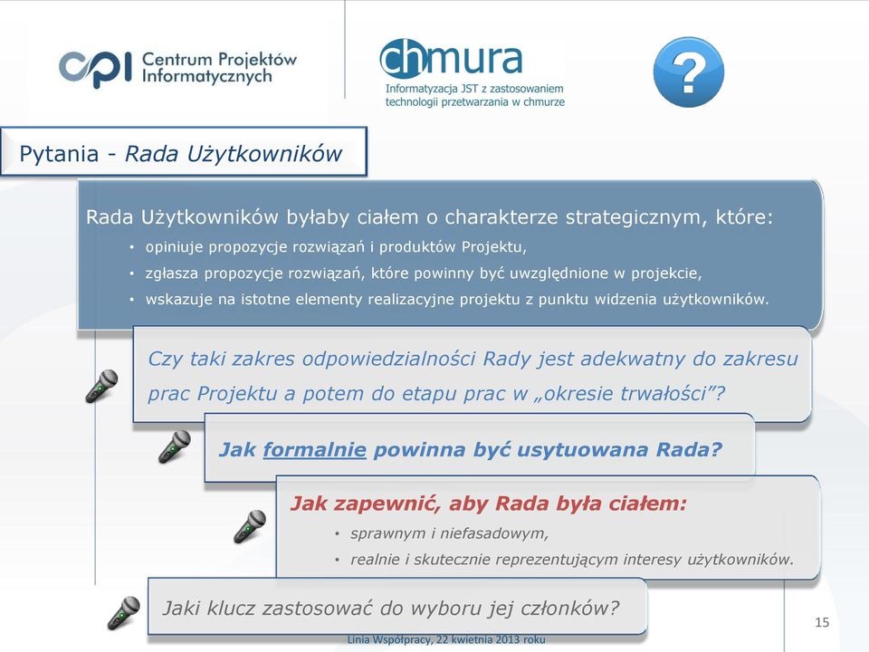 Czy taki zakres odpowiedzialności Rady jest adekwatny do zakresu prac Projektu a potem do etapu prac w okresie trwałości?