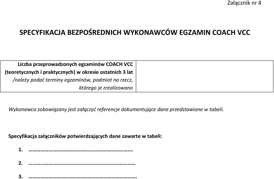 egzaminów, podmiot na rzecz, którego je zrealizowano Wykonawca zobowiązany jest załączyć referencje