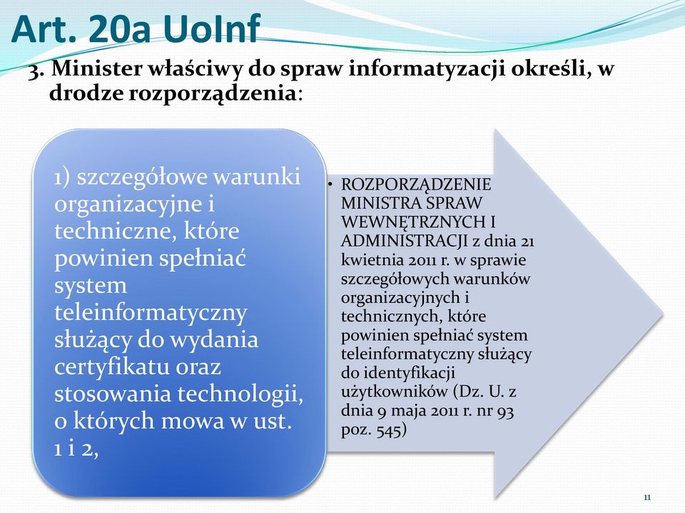 spełniać system teleinformatyczny służący do wydania certyfikatu oraz stosowania technologii, o których mowa w ust.