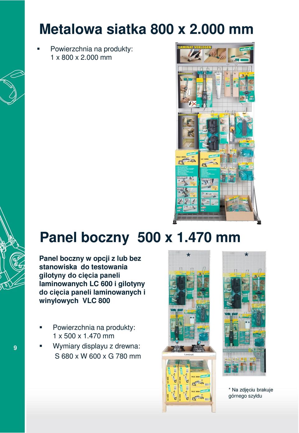 LC 600 i gilotyny do cięcia paneli laminowanych i winylowych VLC 800 * * 9 Powierzchnia na produkty: