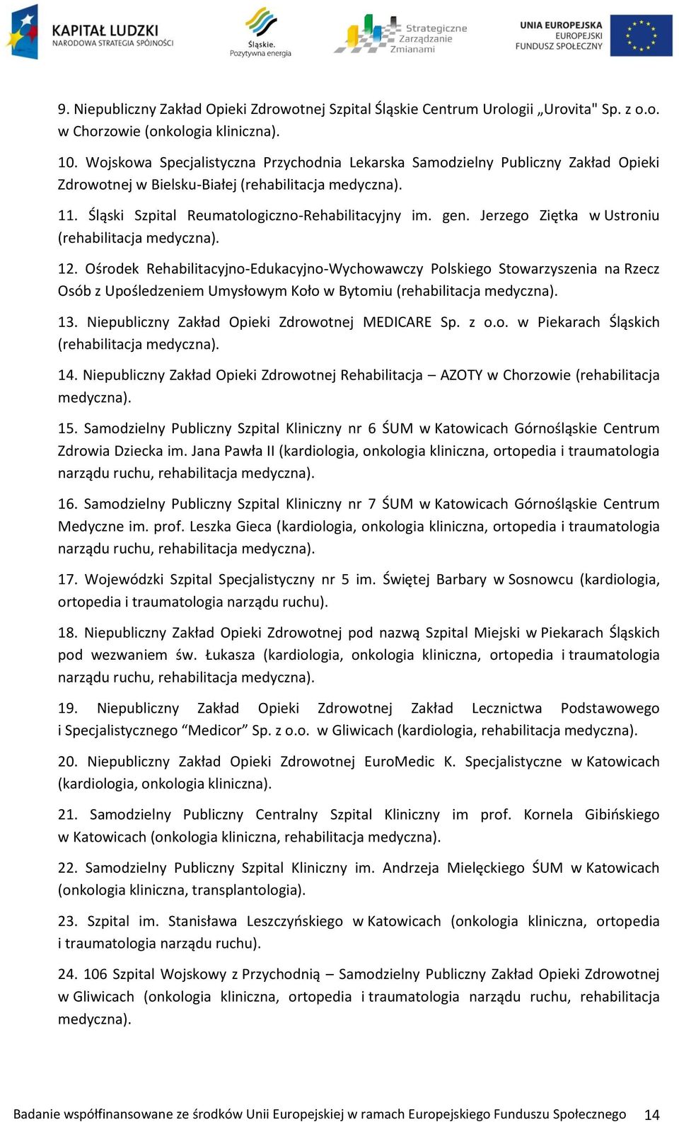 Jerzego Ziętka w Ustroniu (rehabilitacja medyczna). 12.