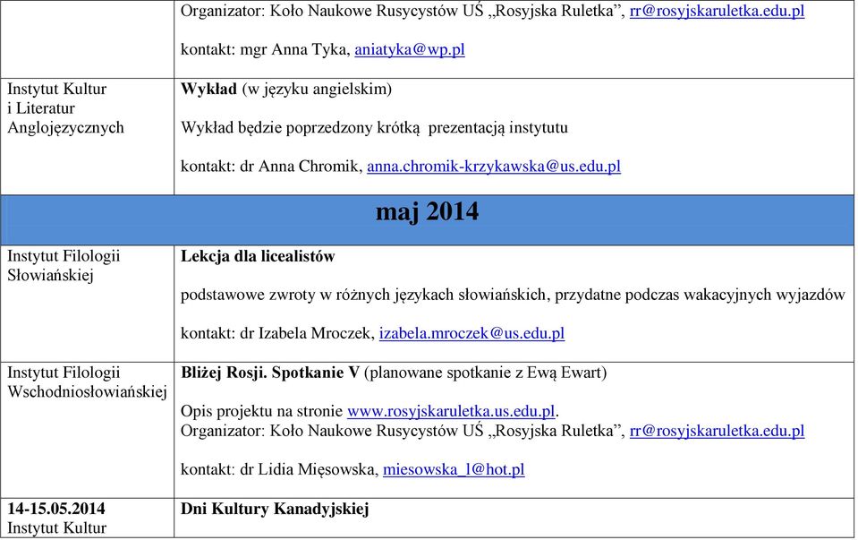 edu.pl maj 2014 Lekcja dla licealistów podstawowe zwroty w różnych językach słowiańskich, przydatne podczas wakacyjnych wyjazdów Bliżej Rosji.