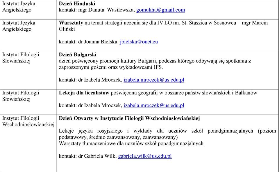 eu Dzień Bułgarski dzień poświęcony promocji kultury Bułgarii, podczas którego odbywają się spotkania z zaproszonymi gośćmi oraz wykładowcami IFS.