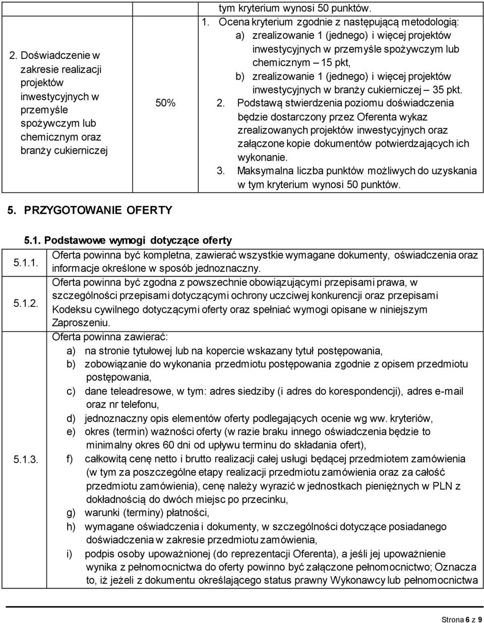 projektów inwestycyjnych w branży cukierniczej 35 pkt. 2.