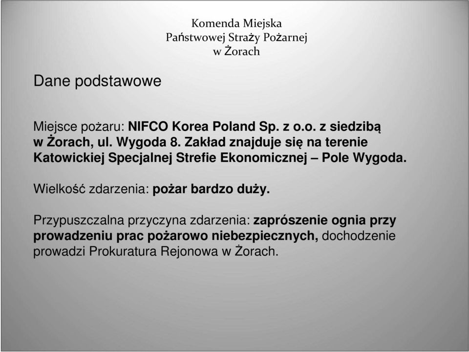 Wielkość zdarzenia: pożar bardzo duży.