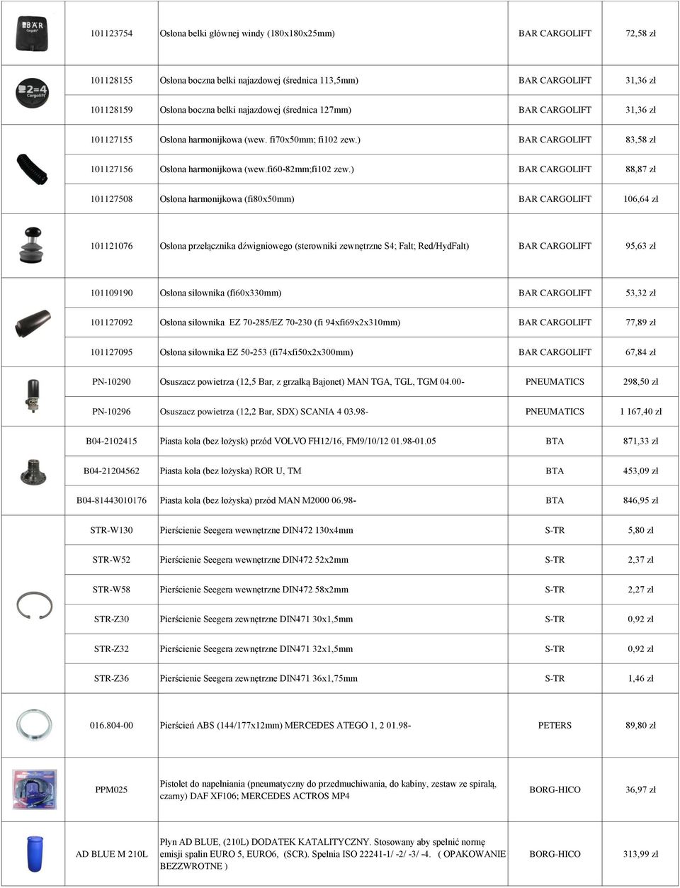 ) BAR CARGOLIFT 88,87 zł 101127508 Osłona harmonijkowa (fi80x50mm) BAR CARGOLIFT 106,64 zł 101121076 Osłona przełącznika dźwigniowego (sterowniki zewnętrzne S4; Falt; Red/HydFalt) BAR CARGOLIFT 95,63