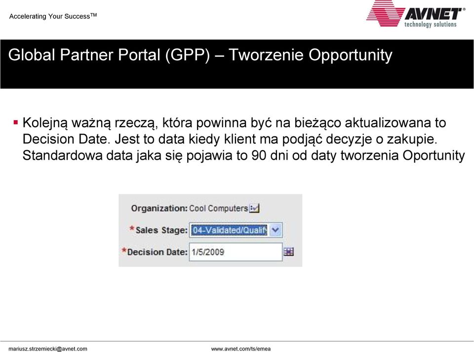 Jest to data kiedy klient ma podjąć decyzje o zakupie.