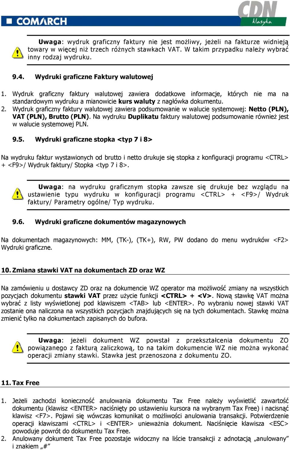 Wydruk graficzny faktury walutowej zawiera podsumowanie w walucie systemowej: Netto (PLN), VAT (PLN), Brutto (PLN).