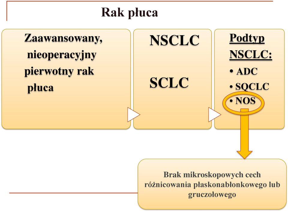 NSCLC: ADC SQCLC NOS Brak mikroskopowych