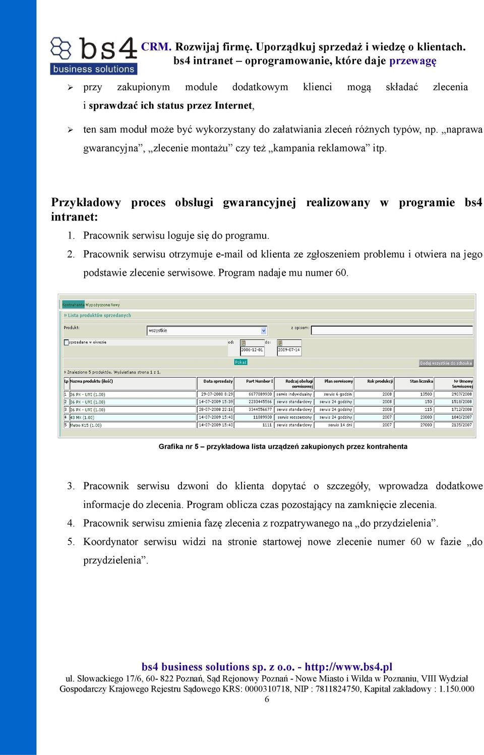 Pracownik serwisu otrzymuje e-mail od klienta ze zgłoszeniem problemu i otwiera na jego podstawie zlecenie serwisowe. Program nadaje mu numer 60.