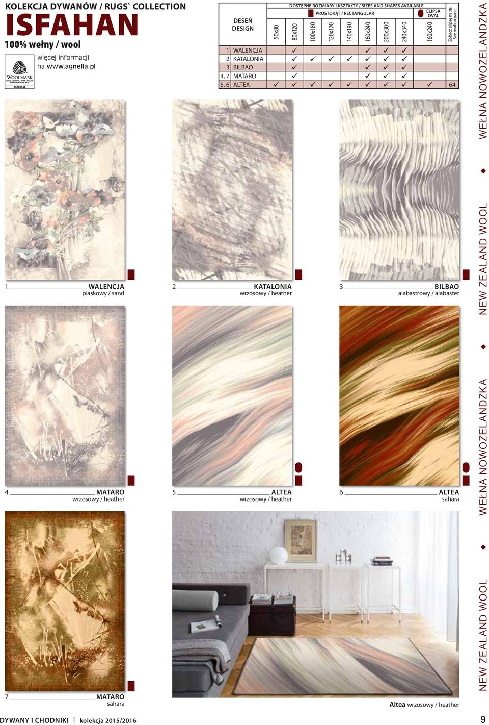 BILBAO 4, 7 MATARO 5, 6 ALTEA 64 2 KATALONIA wrzosowy / heather 5 ALTEA wrzosowy / heather 160x240 Zobacz elipsę na str.