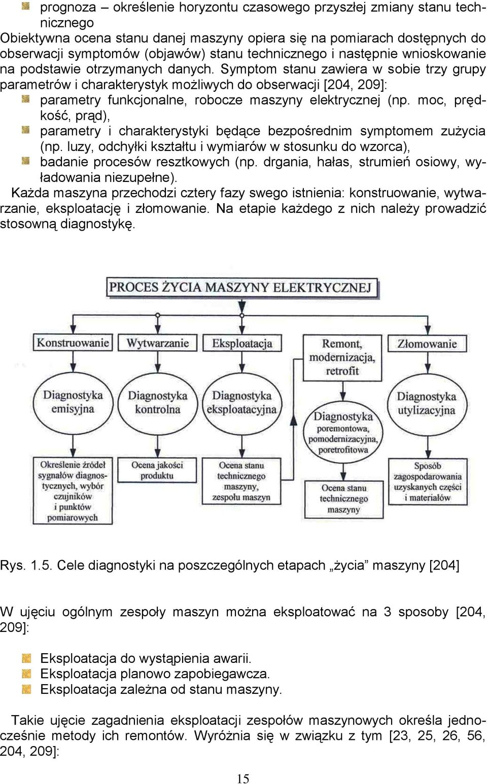 Symptom stanu zawiera w sobie trzy grupy parametrów i charakterystyk możliwych do obserwacji [204, 209]: parametry funkcjonalne, robocze maszyny elektrycznej (np.