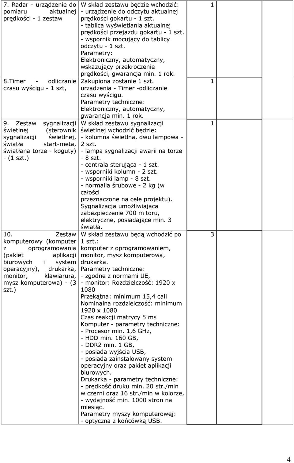 Zestaw komputerowy (komputer z oprogramowania (pakiet aplikacji biurowych i system operacyjny), drukarka, monitor, klawiarura, mysz komputerowa) - (3 szt.