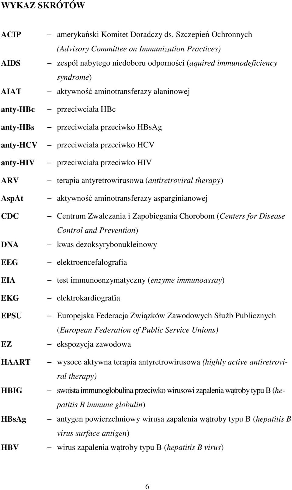 przeciwciała przeciwko HBsAg przeciwciała przeciwko HCV przeciwciała przeciwko HIV terapia antyretrowirusowa (antiretroviral therapy) aktywność aminotransferazy asparginianowej Centrum Zwalczania i