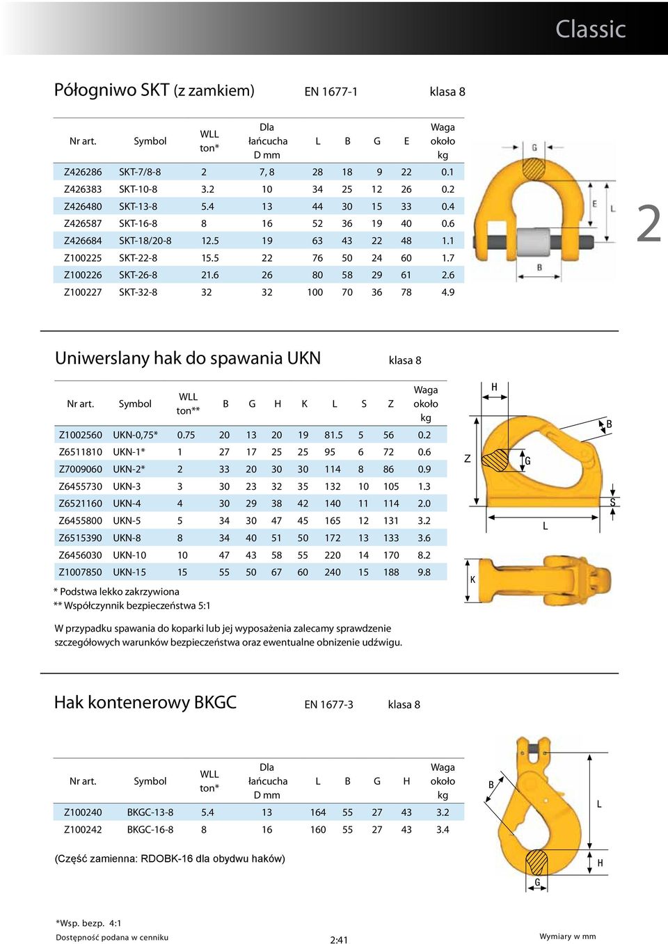 9 Uniwerslany hak do spawania UKN klasa 8 * * Podstwa lekko zakrzywiona ** Współczynnik bezpieczeństwa 5:1 B G H K L S Z Z100560 UKN-0,75* 0.75 0 13 0 19 81.5 5 56 0.