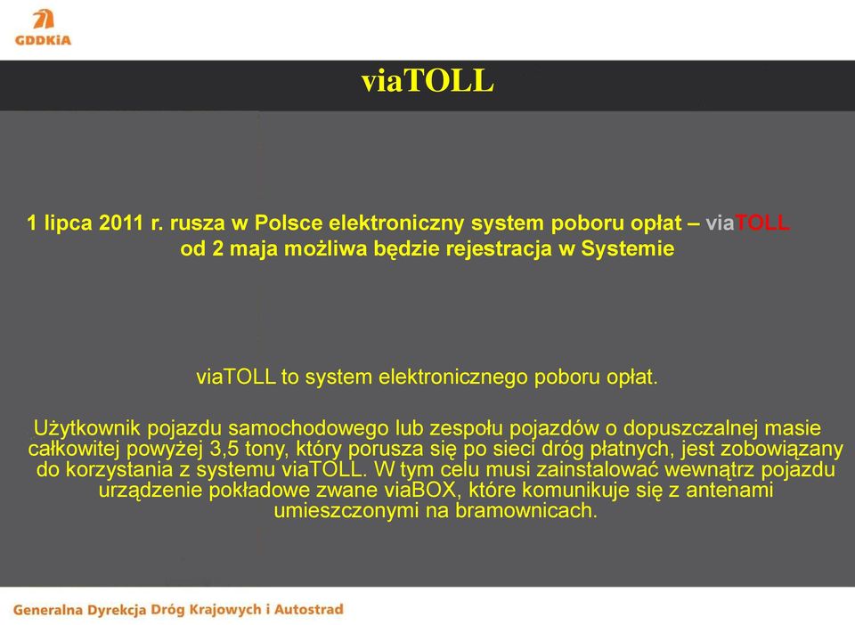 elektronicznego poboru opłat.