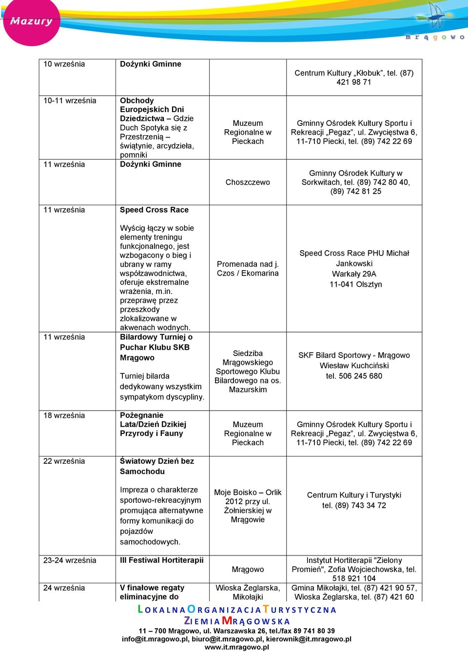 11 września Bilardowy Turniej o Puchar Klubu SKB Turniej bilarda dedykowany wszystkim sympatykom dyscypliny.