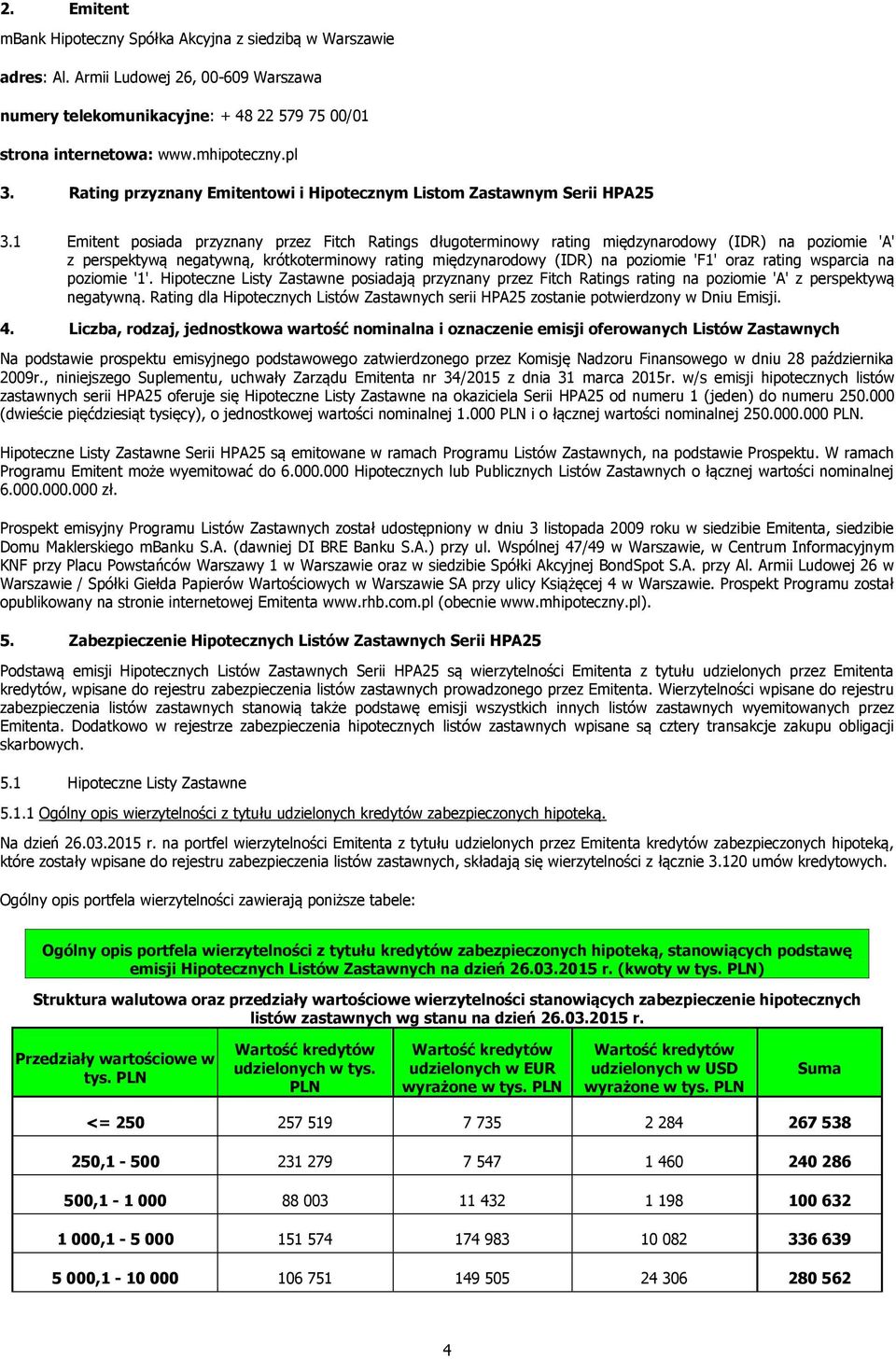 1 Emitent posiada przyznany przez Fitch Ratings długoterminowy rating międzynarodowy (IDR) na poziomie 'A' z perspektywą negatywną, krótkoterminowy rating międzynarodowy (IDR) na poziomie 'F1' oraz